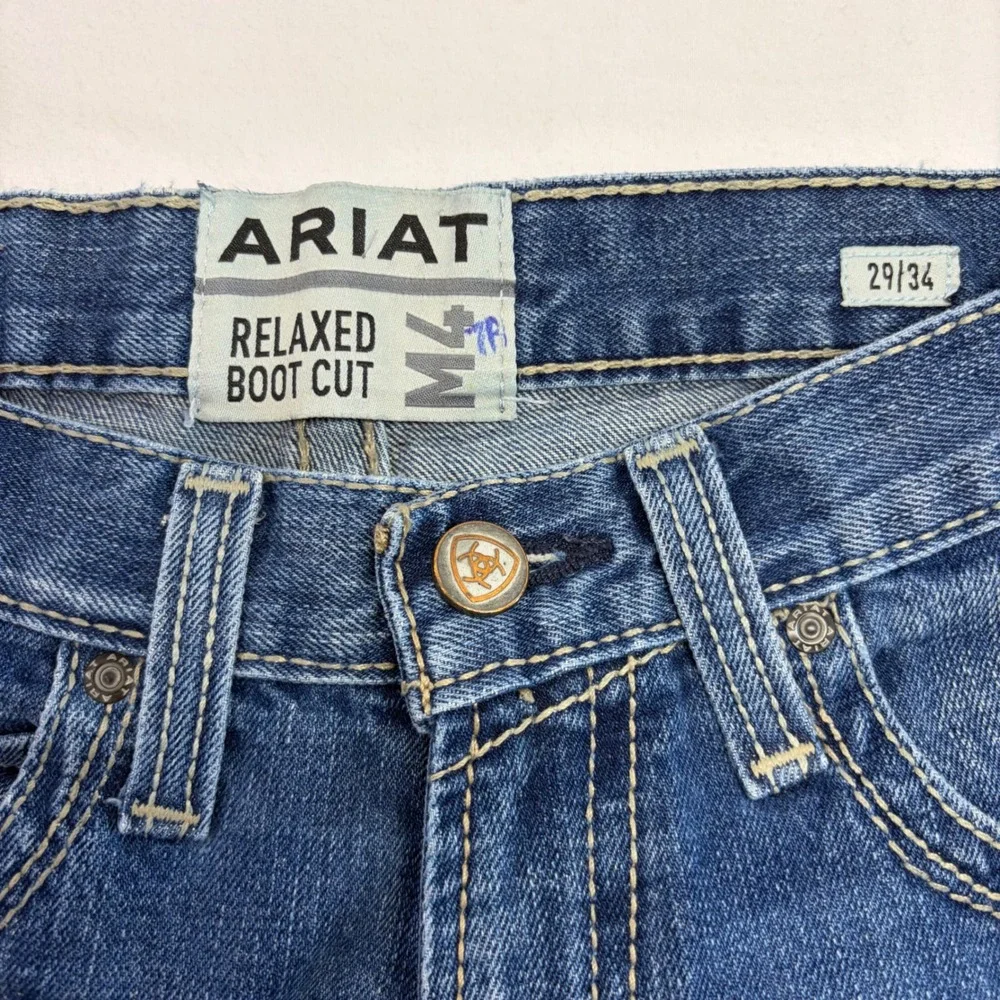 Ariat M4 Relaxed Boot Cut Jeans Mens 29x34 Blue Denim Western Cowboy Workwear